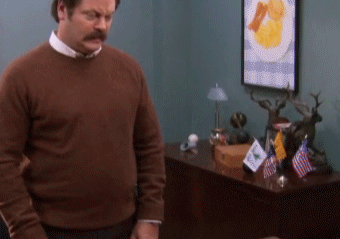 Ron Swanson giving a blank, confused stare